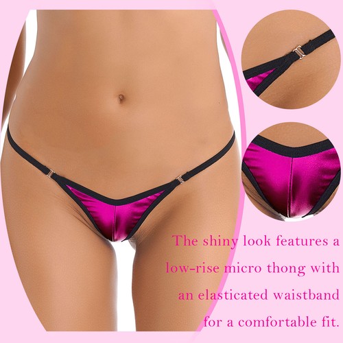 Women's Swimwear Glossy Micro Thong G String Bikini Bottom Swim Mini Thongs - Picture 31 of 106