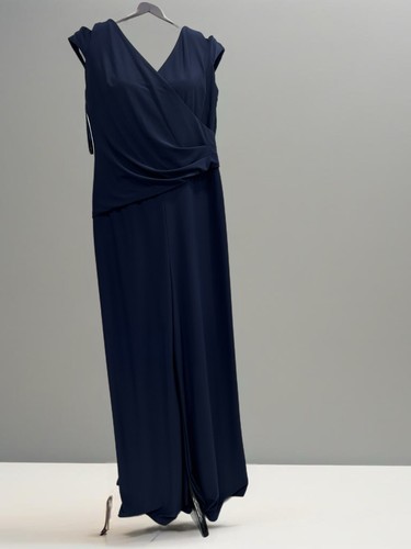 LAUREN RALPH LAUREN DARK BLUE JUMPSUIT, CROSSOVER TOP, SPLIT SHOULDER, SIZE 10 - Picture 2 of 17
