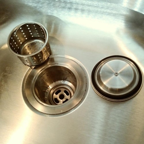Fregadero de cocina para el hogar conjunto de drenaje de acero inoxidable de 3-1/2 pulgadas con cesta coladora - Imagen 8 de 10