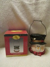 Holiday Collection Candle Snowman Top Hat Tealight Holder Christmas Decor NEW