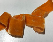 Hand Dyed Saffron Orange Silk Velvet Ribbon  4 Widths to choose from 