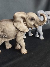 Pair 2 X Resin Elephants from The Leonardo Collection Blue Grey Gray.