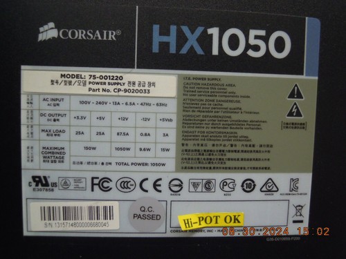 Corsair HX1050 1050Watt 80 Plug Gold AC Power Supply | 75-001220 | CP-9020033 - Picture 4 of 12