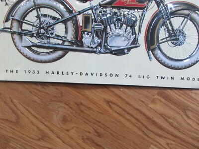 Harley-Davidson Big Twin Motorcycle 1933 Tin Sign 17x12.5 Raised