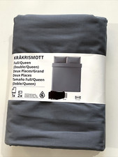 New IKEA KRAKRISMOTT Full/Queen Duvet Set With 2 Pillowcases Dark Blue Gray
