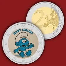 BABY SMURF   2 Euro Coloured  UNC Color  Coin