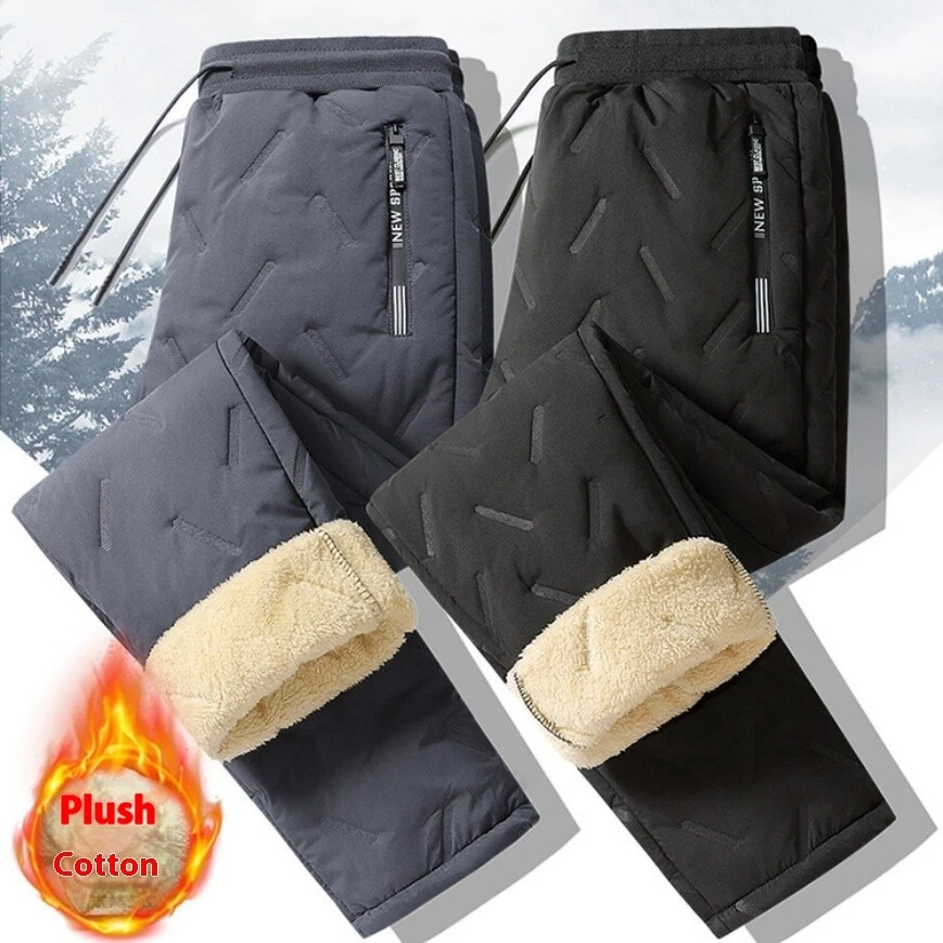 Men's Thermal Fleece Pants Sweatpants Waterproof Windproof Warm Cotton Winter - Image 3 of 4