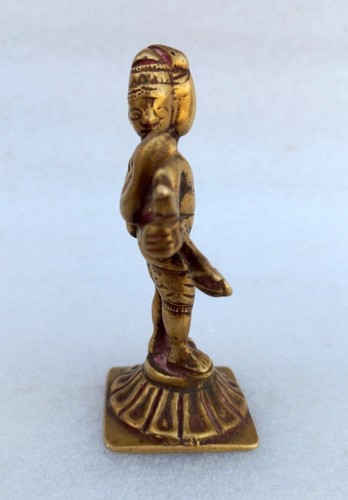 1800'C Ancient Antique Hindu God Dattatreya Figure Brass Worship Temple Statue - Picture 6 of 9