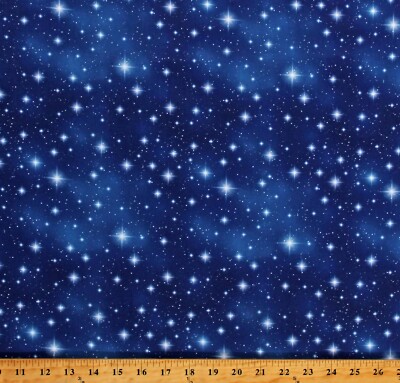 Cotton Stars Starry Night Sky Galaxy Space Navy Fabric Print by the Yard D776.80