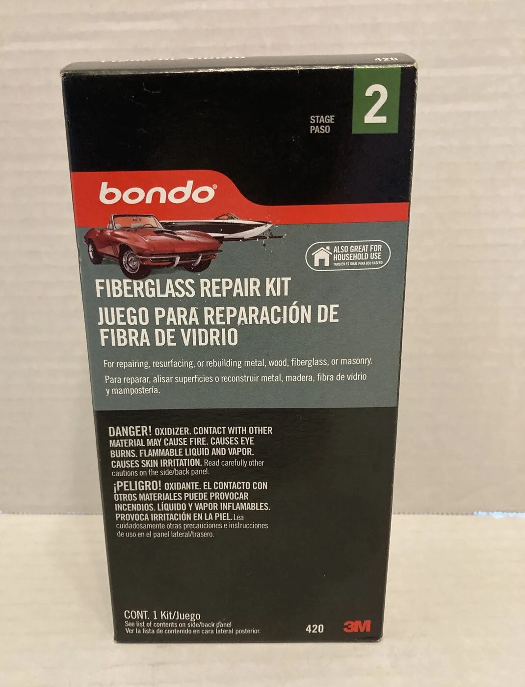Bondo Auto Body FIBERGLASS REPAIR KIT Metal Wood Fiberglass Masonry 420
