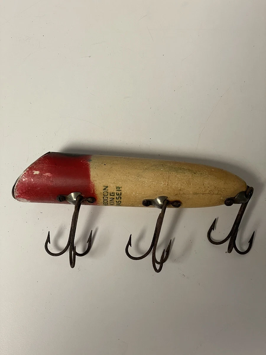Vintage Heddon King Basser Gold Eye Wood Lure Lot M1