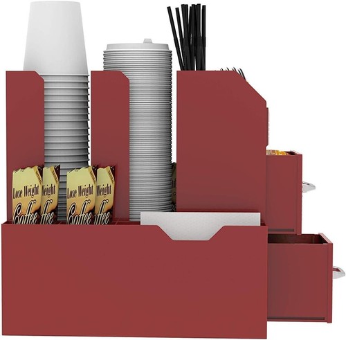 Kaffee Organizer Caddy ordentlich 9 Fächer 2 Schubladen für Kaffeepads Tee Zucker Tasse - Bild 8 von 19
