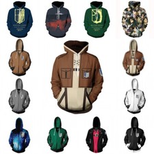 Attack On Titan Jacket Zip Hoodie Sweater Shingeki no Kyojin Cosplay Costume