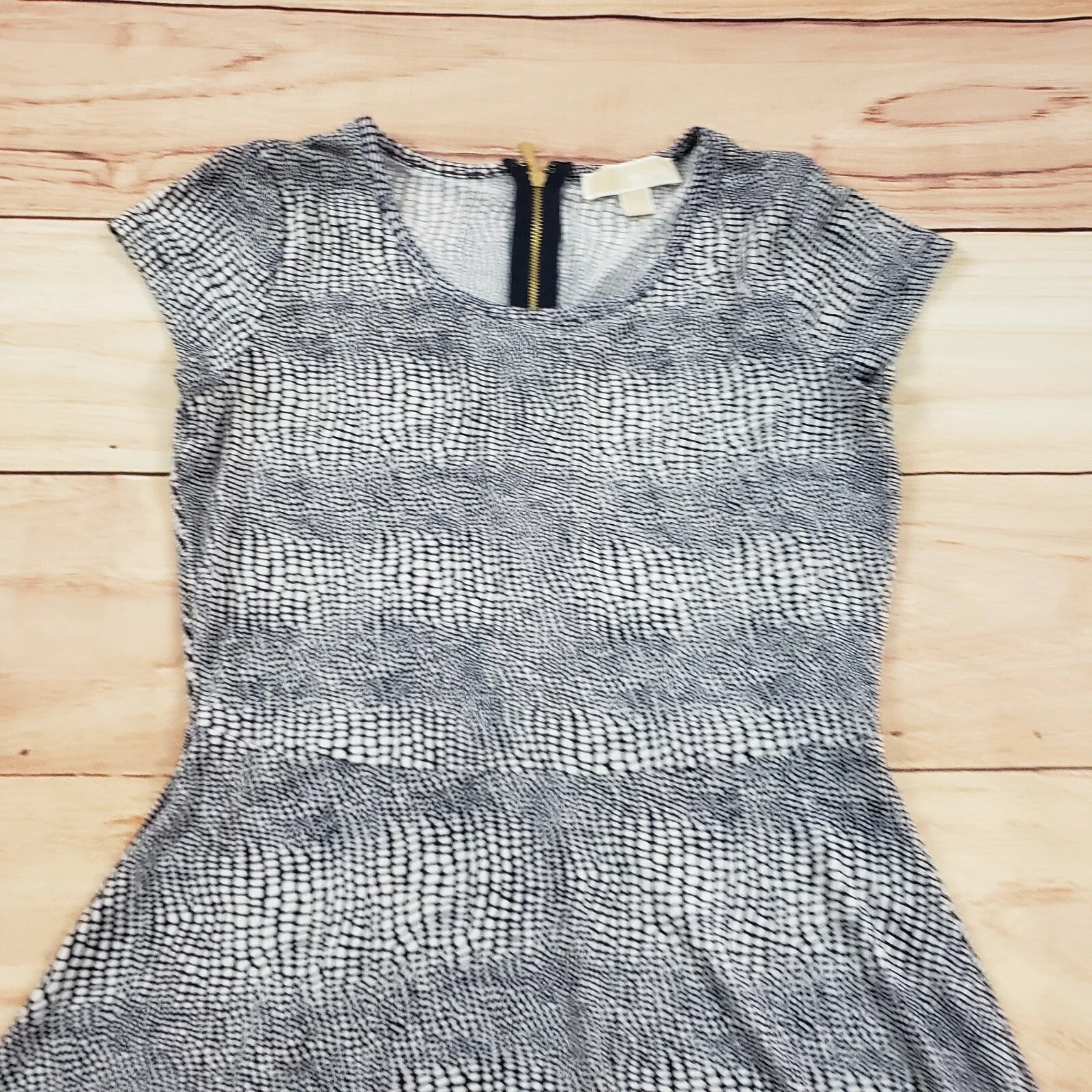 Abito Michael Kors donna piccolo blu bianco linea A corto zip casual donna