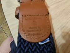 CLEARANCE Men Belt Navy Blue Brown Leather Trim Size 40 Pre-owned Condition