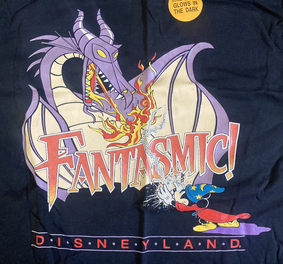 【USA製】90's Disney FANTASMIC T-shirt Vintage 1990s Disneyland Fantasmic Fantasia T-Shirt Glow in