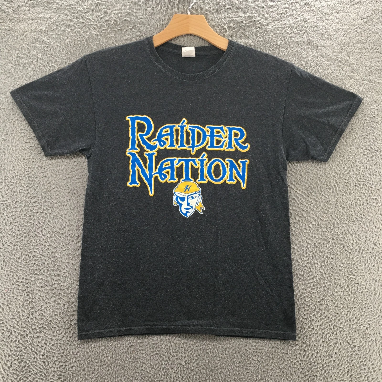 Jerzees Raider Nation Tee Tshirt Mens M Gray Cotton Blend Short Sleeve Pullover