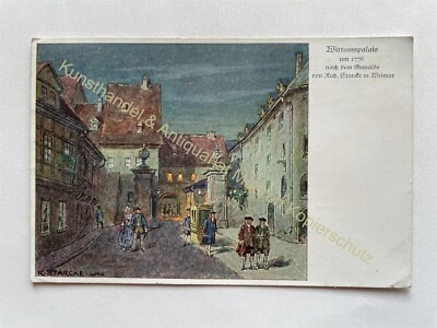 Postcard 5300 Weimar Wittumspalais signed Weimar district artist map