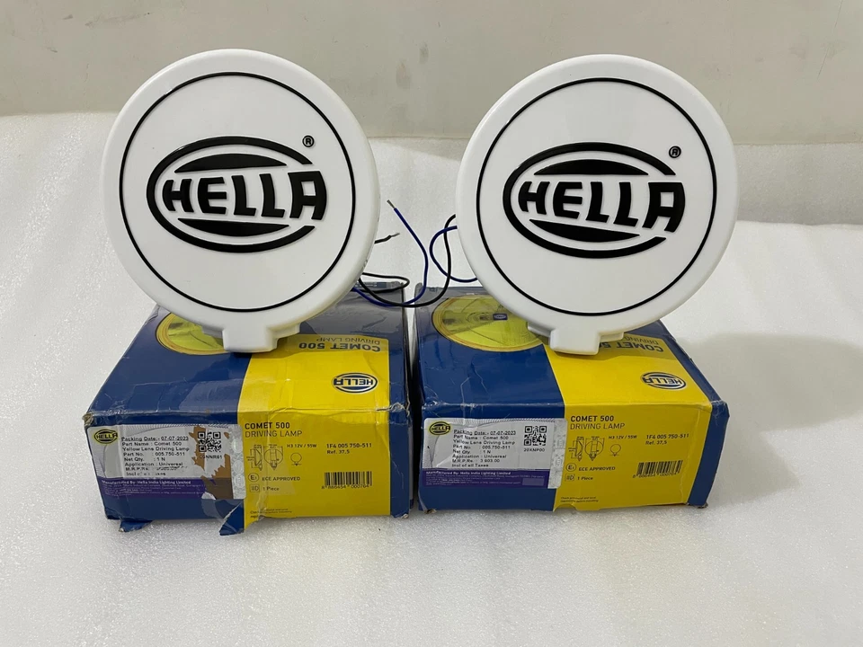 Pair Hella Comet 500 Driving Lamp Yellow Spot Light With Cover Universal Fit - Image 2 of 4
