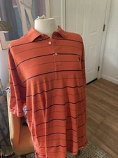 Ralph Lauren Polo Golf Orange with Black Green Stripe Men's Shirt Sz XL