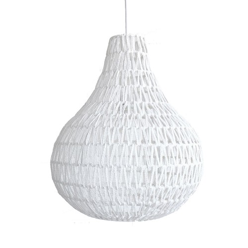 New Ivory & Deene Large Byron Pendant Light White Rope Pear Shape Hanging Lamp - Picture 4 of 6