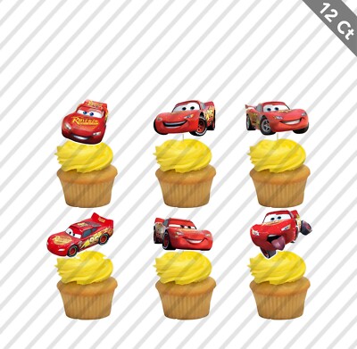 Disney Cars Cupcake Topper Lightning McQueen Mater Movie Food Pick