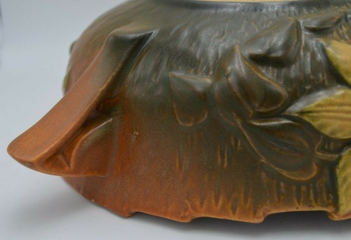 Roseville Pottery Clematis Floral Console Bowl #457-8 - Picture 11 of 12