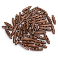 Wooden Toggle Buttons 50 PCS 2-Hole Oval Wood Buttons for DIY Coat Sweater