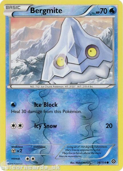 Bergmite 36/114 :: Steam Siege ::  Reverse Holo Mint Pokemon Card