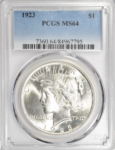 1923 PEACE DOLLAR ~ PCGS MS64 ~ BRIGHT WHITE!