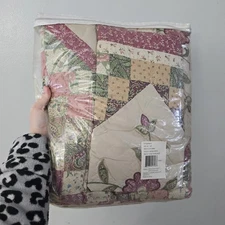 Toile Romance 100% Cotton Quilt Set 68" X 86" Twin One Sham Country Cottage 