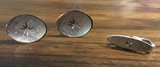 Vintage JML Sterling Silver Retro MCM Atomic Star Signed Cufflinks & Tie Clip