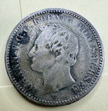 1865-B Saxony 1/6 Thaler – German States Silver Coin