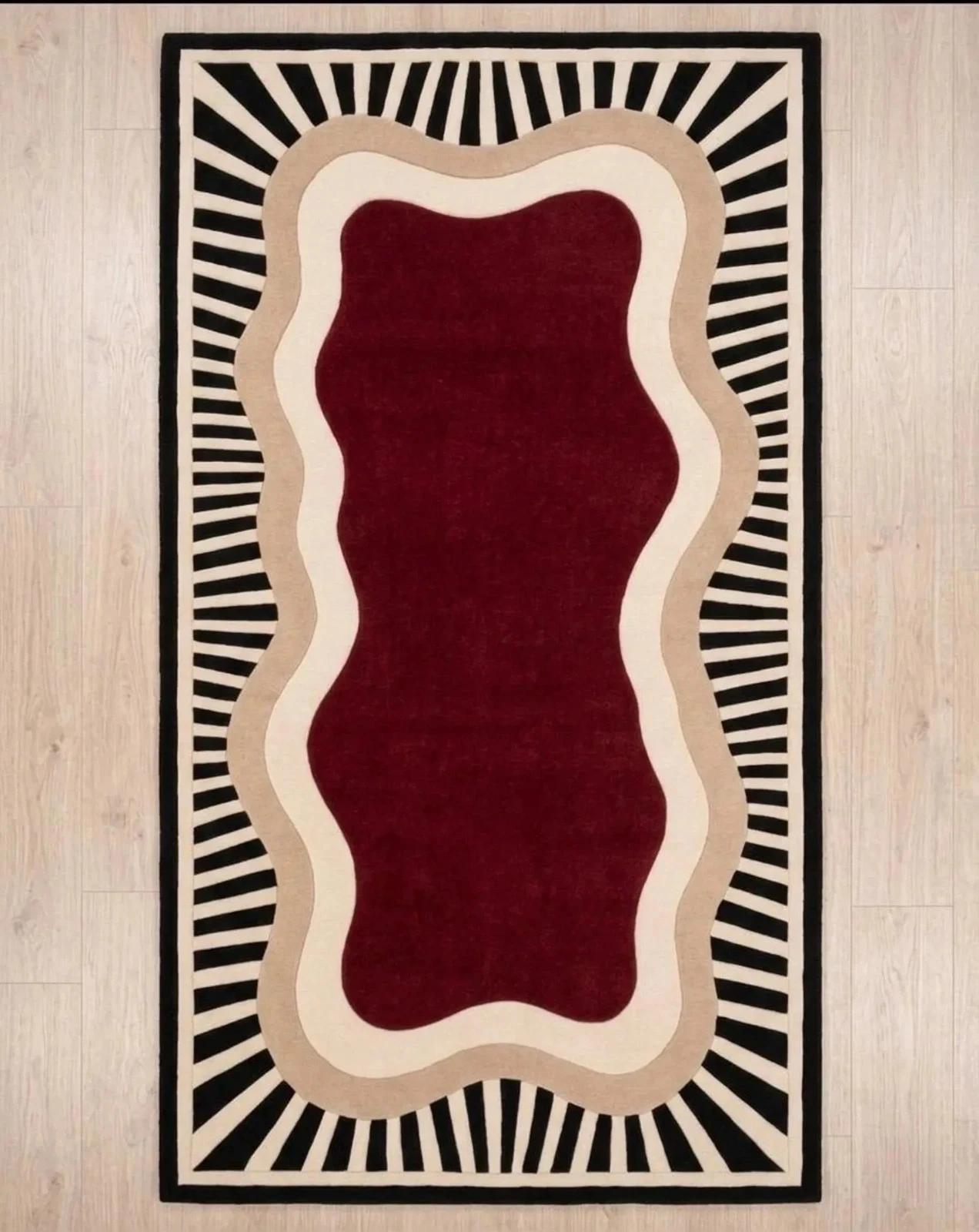 Hand Tufted Wool Rug, Abstract Geometric Area Carpet, Modern Boho Living Room