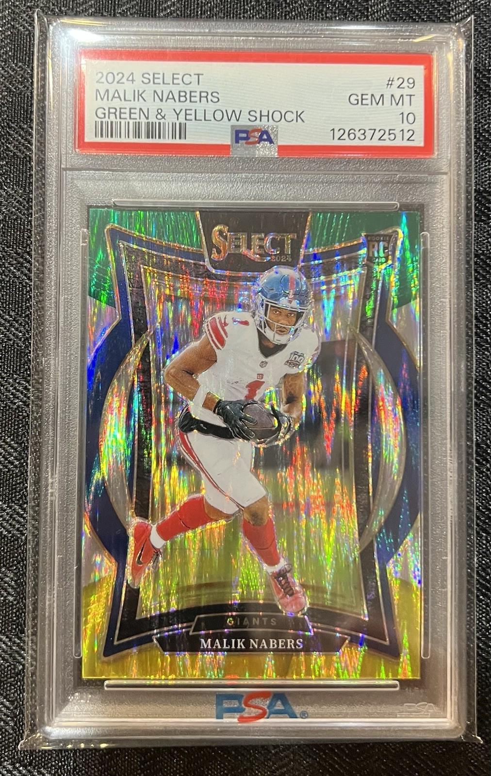 2024 Select Concourse Green & Yellow Shock #29 Malik Nabers RC PSA 10