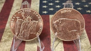 LOT of 2-"A GREAT NATION UNITED & THE BISON”- 1 oz each .999 Copper