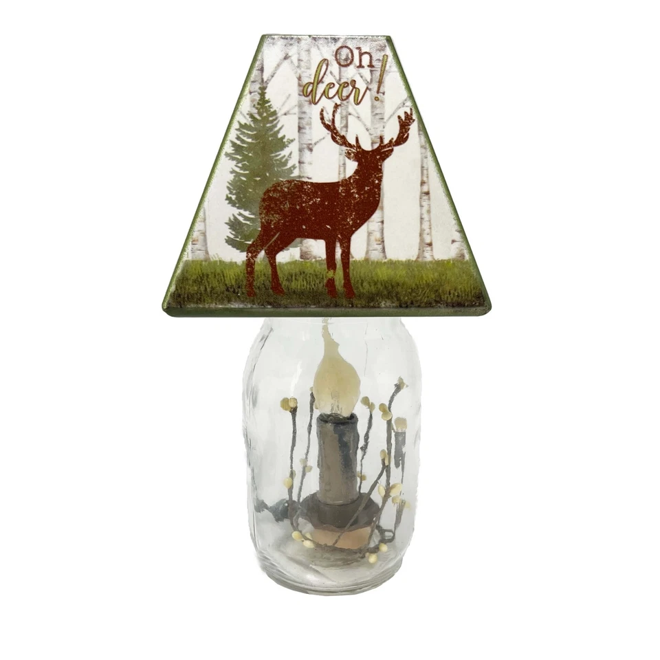 Luminária de mesa Oh Deer rústica floresta frasco de pedreiro - Imagem 2 de 4