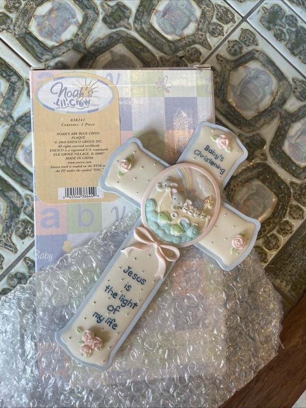 Enesco Noah’s Ark Christening Cross New