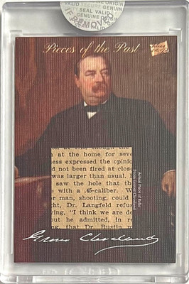 PRESIDENT GROVER CLEVELAND 2018 THE BAR CUT PIECES OF THE PAST PATCH CARD COA