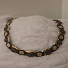 Women's Gianni Versace Vintage gold plated Medusa Coin Leather Belt