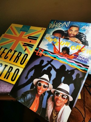 5 Old School Hip Hop and Elektro Vinyl Sammlung LPs Sammlung