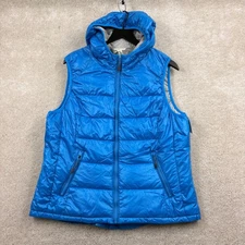 Tangerine Puffer Vest Womens Size XXL Blue Hooded Lined Quilted Pockets Zip