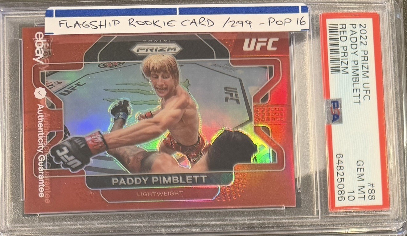 PSA 10 GEM MINT 2022 Panini UFC Red Prizm 194/299 Paddy Pimblett #88 Rookie Card view 3