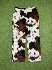 Vintage 2002 Cow Print Pants Faux Fur Shaggy Trousers Men's/Women's Size 44 Y2K