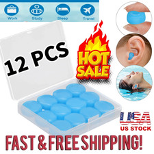 12PC Reusable Silicone Ear Plugs Noise Cancelling Earplugs Protector Study Sleep