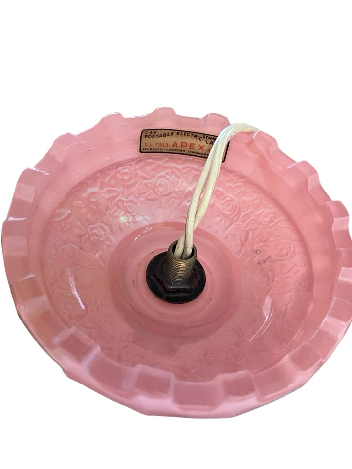 Original 1930s Art Deco Pink Torpedo Glass Lamp Atomic Skyscraper Lamp Boudoir - Image 4 of 4