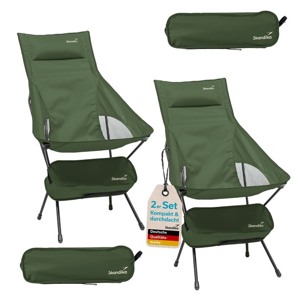 Skandika Campingstuhl Solvig Klappstuhl Faltbar Bis 120 Kg Mesh GrüN 2Er-Set Neu-image