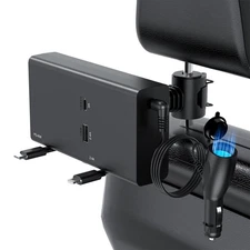 Multi Car Retractable Backseat Car Charger 5 in 1 Car Charging Station Box fo...