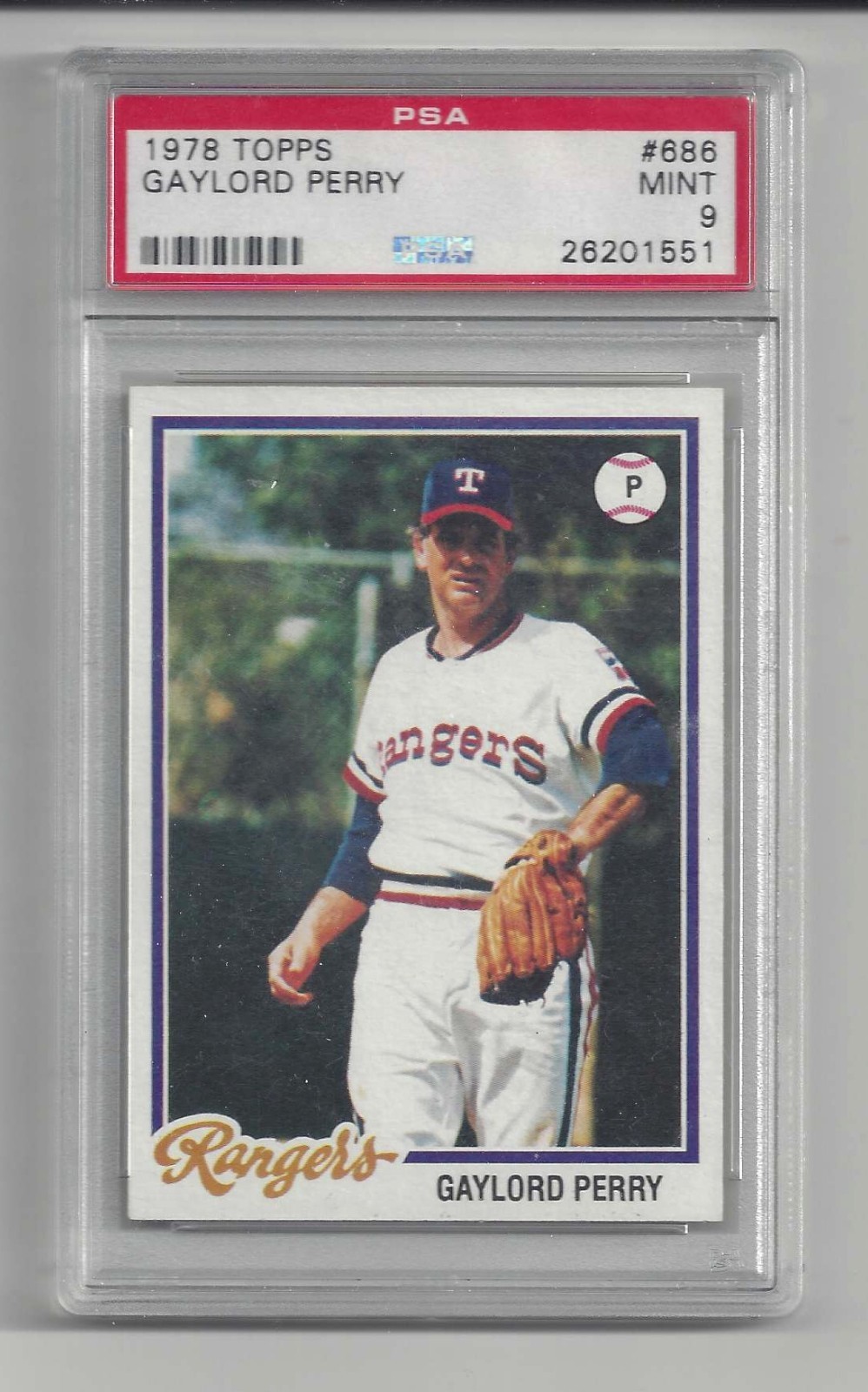1978 TOPPS #686 GAYLORD PERRY RANGERS HOF PSA 9