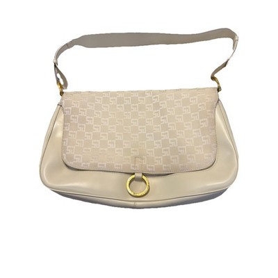 VNTG St. John Ivory Leather 3 Pocket Bag Adjustable Strap Made in Italy !